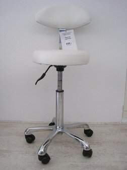 tabouret werkstoel wit met rug